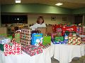 Jan with gifts & food collection
